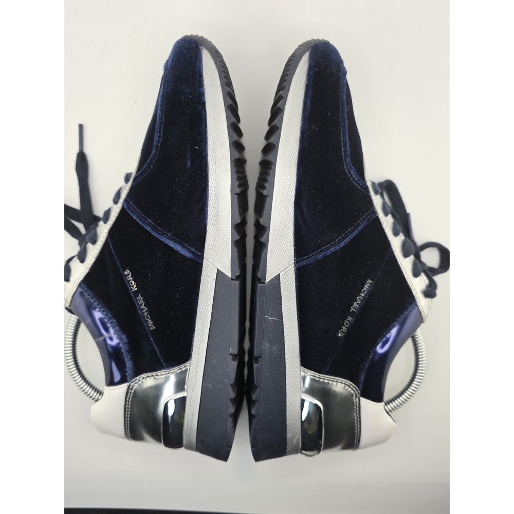 Michael Kors Velvet Sneakers Blue Silver Lace Up Women's Size 9.5 Casual Shoe - Picture 7 of 14